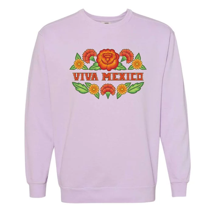 Traditional Floral Viva Mexico Garment-Dyed Sweatshirt