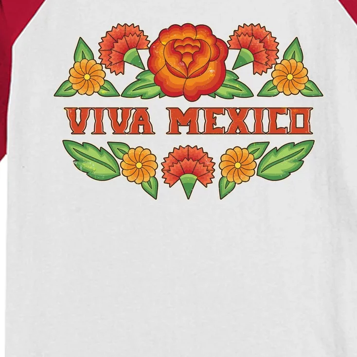 Traditional Floral Viva Mexico Kids Colorblock Raglan Jersey