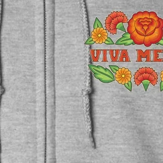 Traditional Floral Viva Mexico Full Zip Hoodie