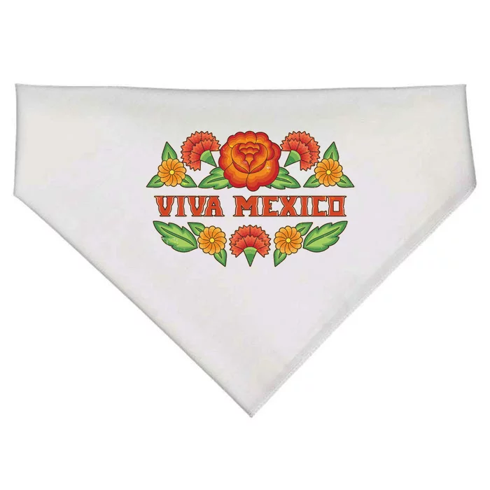 Traditional Floral Viva Mexico USA-Made Doggie Bandana