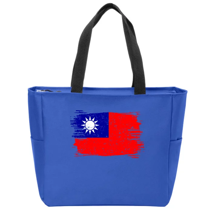 Taiwan Flag Vintage Distressed Taiwanese Gift Zip Tote Bag