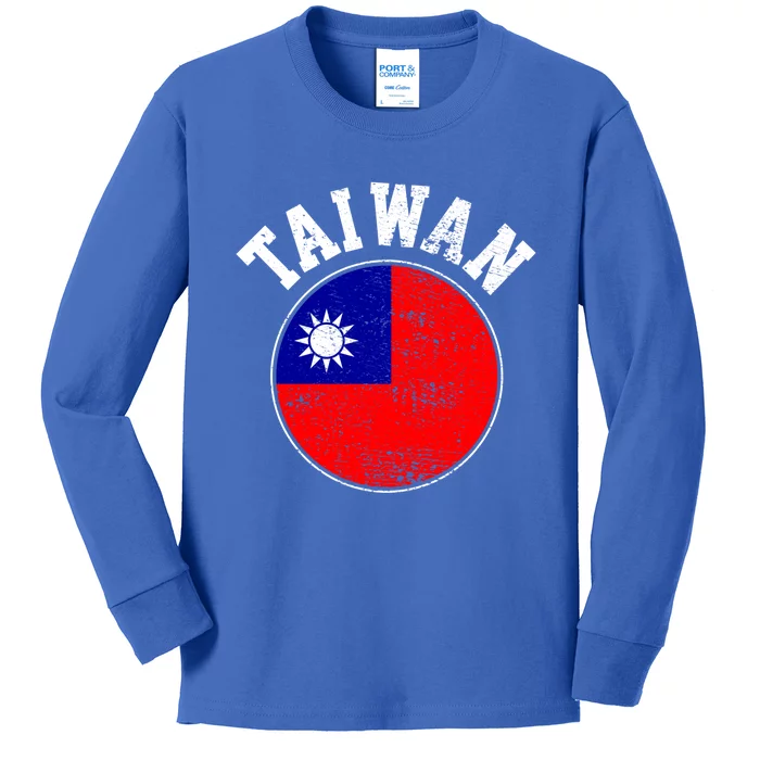 Taiwan Flag Vintage Gift Kids Long Sleeve Shirt