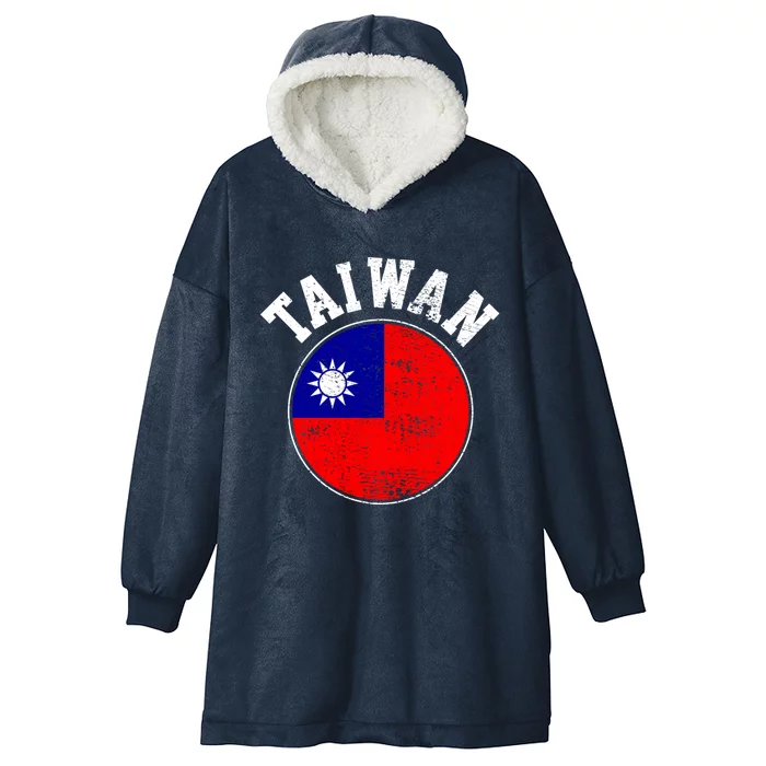 Taiwan Flag Vintage Gift Hooded Wearable Blanket