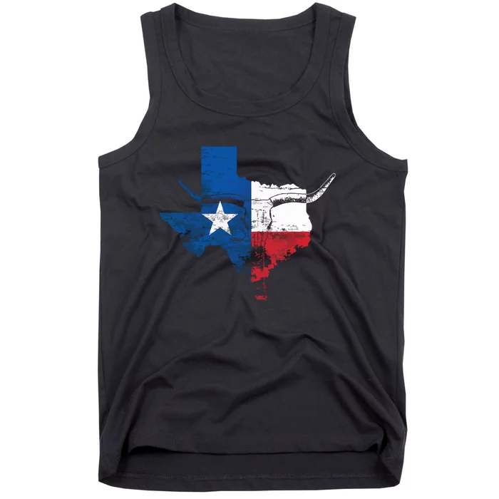 Texas Flag Vintage Texas Flag Longhorn Skull Retro Tx Tank Top