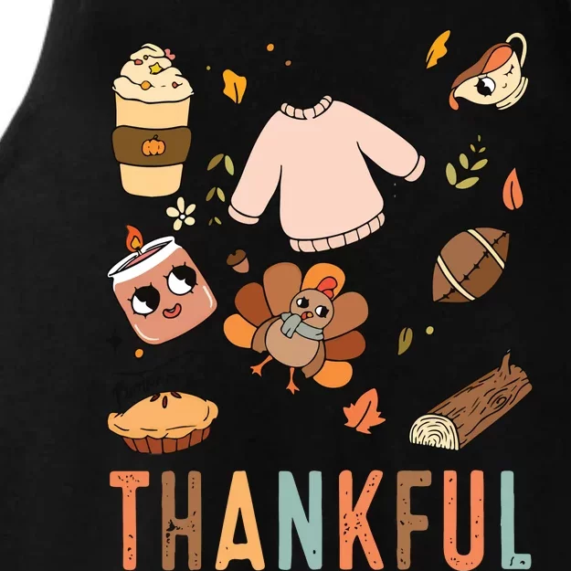 Thankful Fall Vibes Thanksgiving Ladies Tri-Blend Wicking Tank