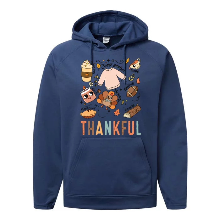 Thankful Fall Vibes Thanksgiving Performance Fleece Hoodie