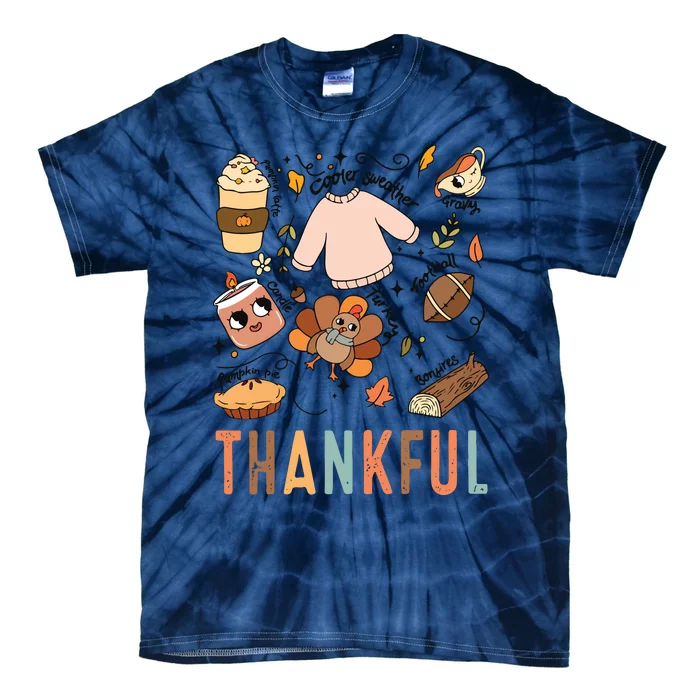 Thankful Fall Vibes Thanksgiving Tie-Dye T-Shirt