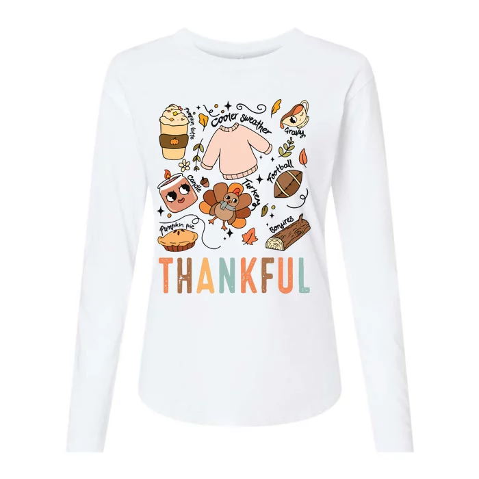 Thankful Fall Vibes Thanksgiving Womens Cotton Relaxed Long Sleeve T-Shirt