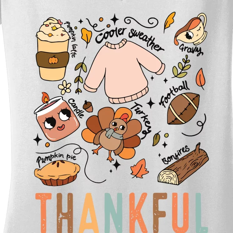 Thankful Fall Vibes Thanksgiving Women's V-Neck T-Shirt