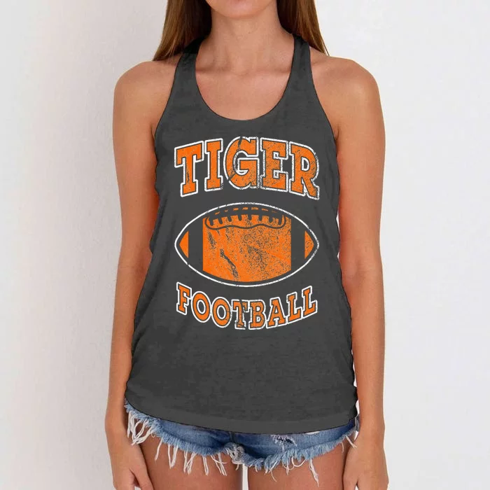 Tiger Football Vintage Distressed Women's Knotted Racerback Tank