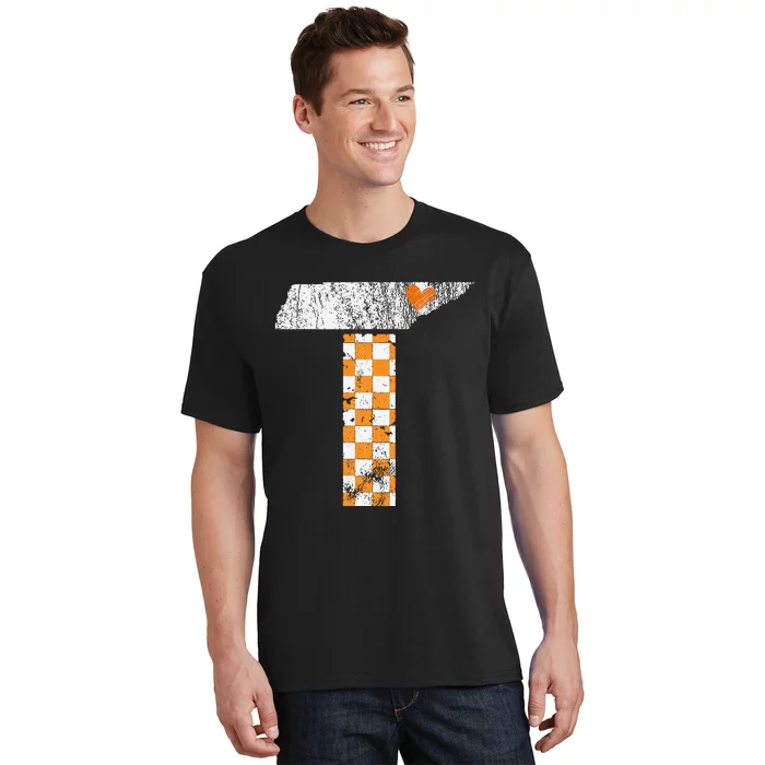 Tennessee Flag Vintage Football Fan Orange And White Gift T-Shirt