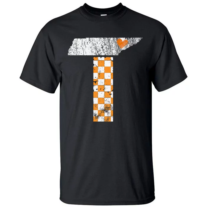 Tennessee Flag Vintage Football Fan Orange And White Gift Tall T-Shirt