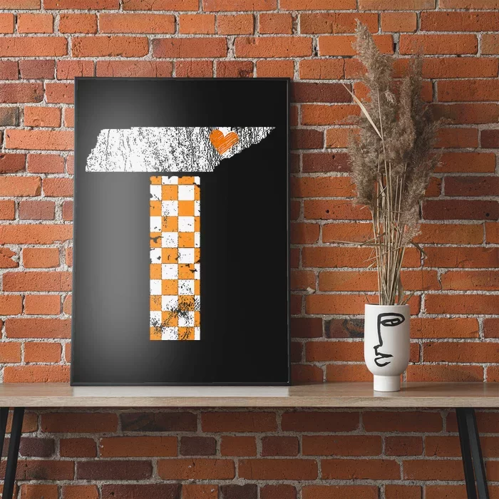 Tennessee Flag Vintage Football Fan Orange And White Gift Poster