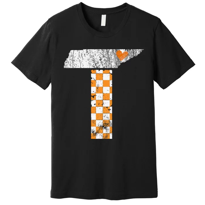 Tennessee Flag Vintage Football Fan Orange And White Gift Premium T-Shirt