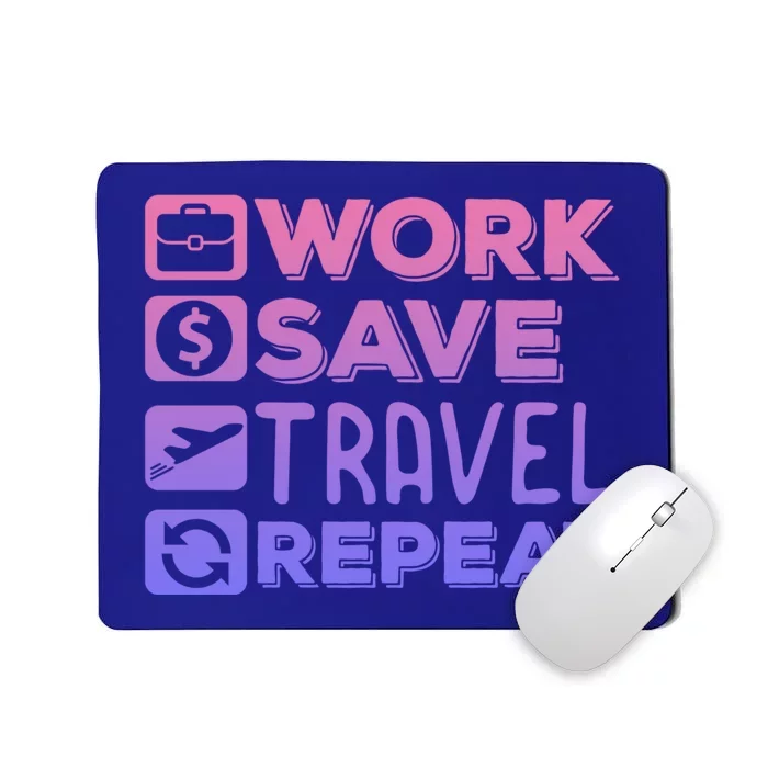 Traveller Flight Vacation Work Save Travel Repeat Watercolor Gift Mousepad