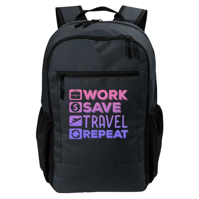 Traveller Flight Vacation Work Save Travel Repeat Watercolor Gift Daily Commute Backpack