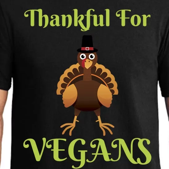 Thankful For Vegans Thanksgiving Turkey Family Dinner Funny Gift Pajama Set