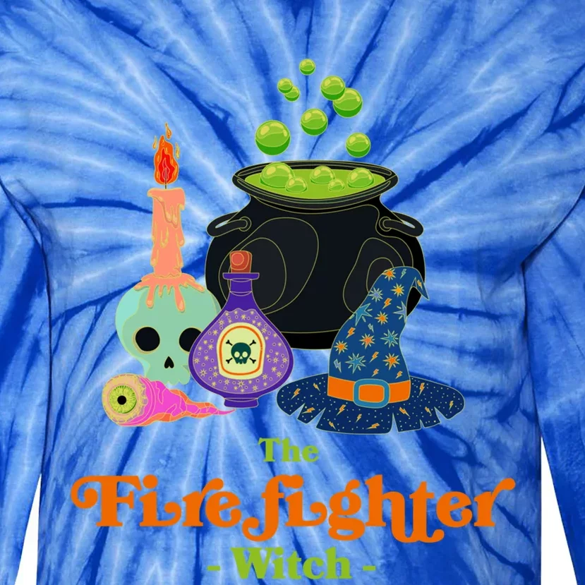 The Firefighter Witch Fire Halloween Fire Marshal Scary Gift Tie-Dye Long Sleeve Shirt