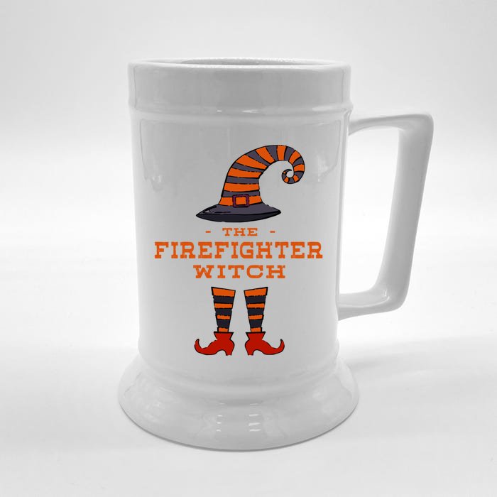 The Firefighter Witch Fire Halloween Fire Marshal Scary Gift Front & Back Beer Stein