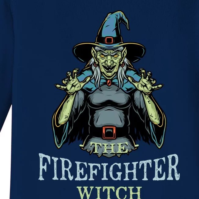 The Firefighter Witch Halloween Fire Scary Fire Marshal Cool Gift Baby Long Sleeve Bodysuit