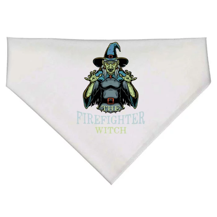 The Firefighter Witch Halloween Fire Scary Fire Marshal Cool Gift USA-Made Doggie Bandana