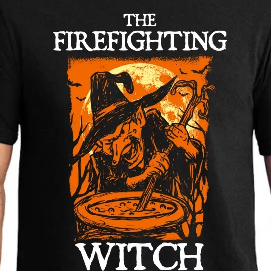 The Firefighting Witch Halloween Firefighter Scary Fire Great Gift Pajama Set