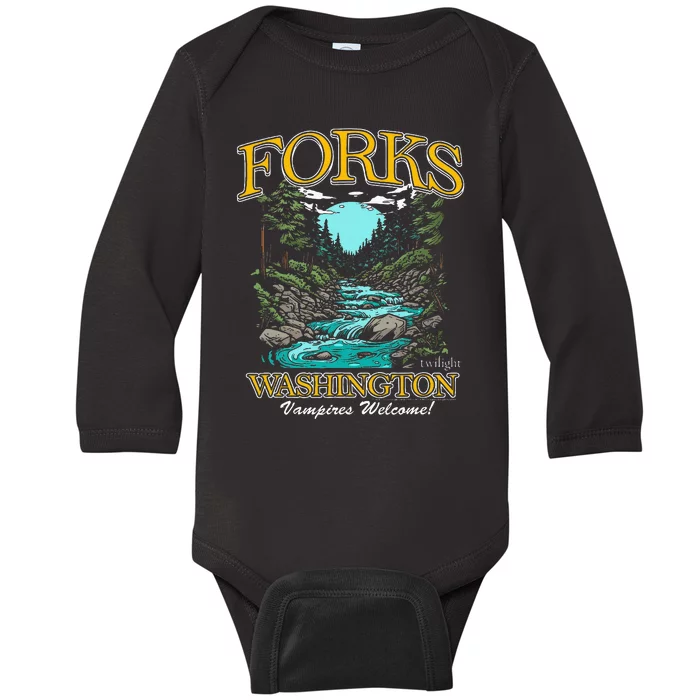 Twilight Forks Washington Vampires Welcome Baby Long Sleeve Bodysuit