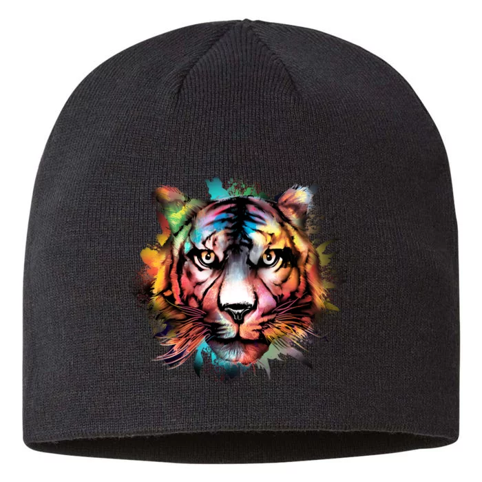 Tiger Face Watercolor 8 1/2in Sustainable Knit Beanie