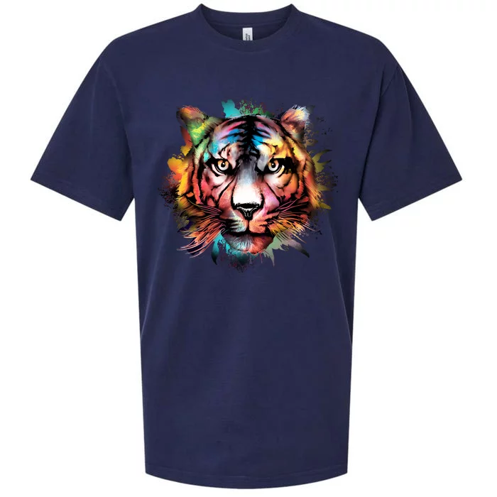 Tiger Face Watercolor Sueded Cloud Jersey T-Shirt