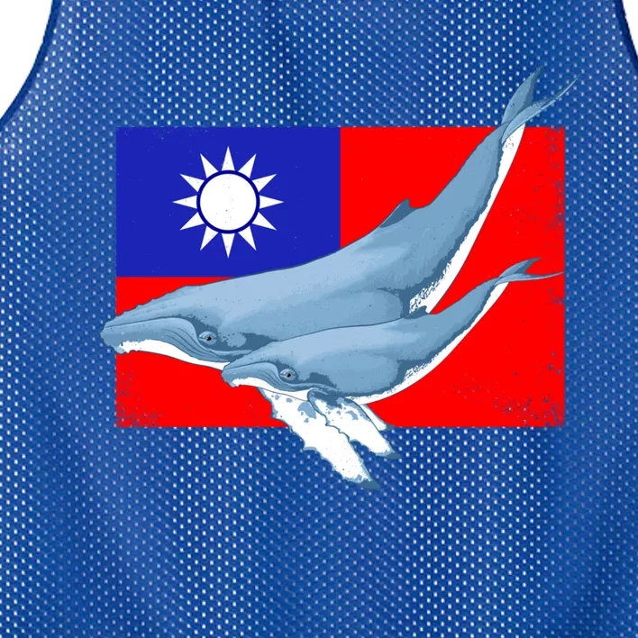 Taiwan Flag With Humpback Whales Meaningful Gift Mesh Reversible Basketball Jersey Tank