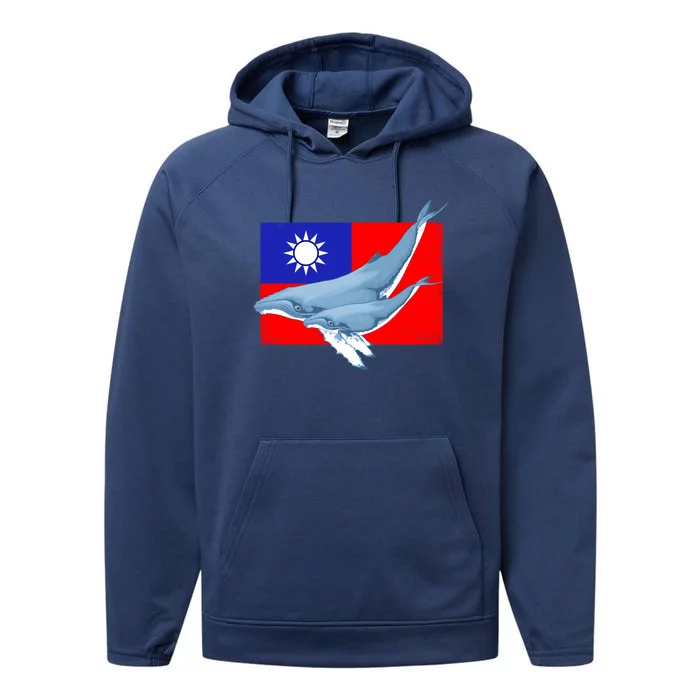 Taiwan Flag With Humpback Whales Meaningful Gift Performance Fleece Hoodie