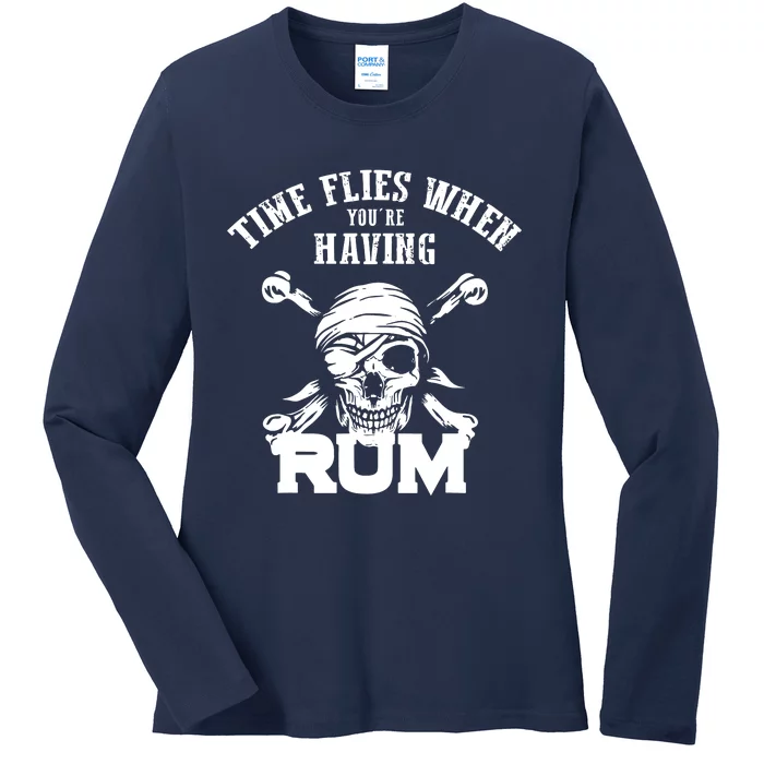 Time Flies When YouRe Having Rum Rum Drinkers Ladies Long Sleeve Shirt