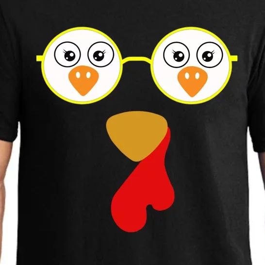 Turkey Face With Sunglasses Turkey Face Thanksgiving Day Meaningful Gift Pajama Set