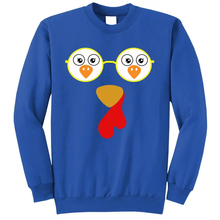 Turkey Face With Sunglasses Turkey Face Thanksgiving Day Meaningful Gift Tall Sweatshirt