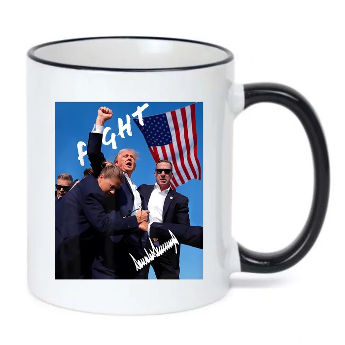 Trump Fight With Fist In Air Facsimile Signature Black Color Changing Mug