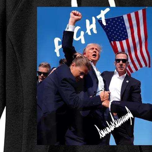 Trump Fight With Fist In Air Facsimile Signature Women's Fleece Hoodie