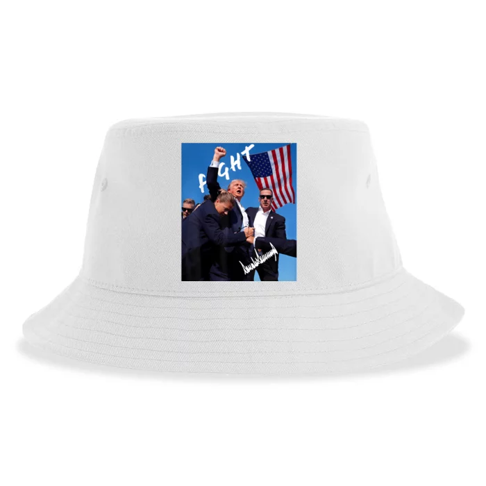 Trump Fight With Fist In Air Facsimile Signature Sustainable Bucket Hat