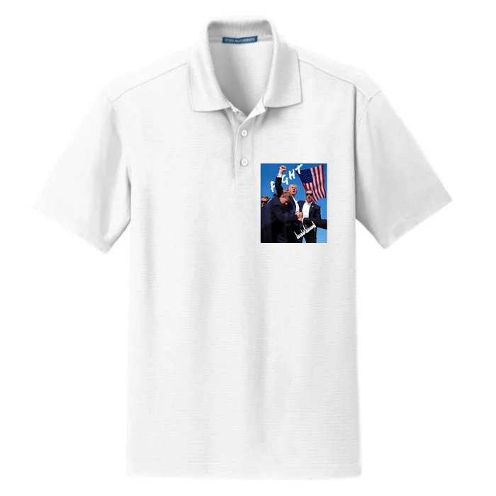 Trump Fight With Fist In Air Facsimile Signature Dry Zone Grid Performance Polo