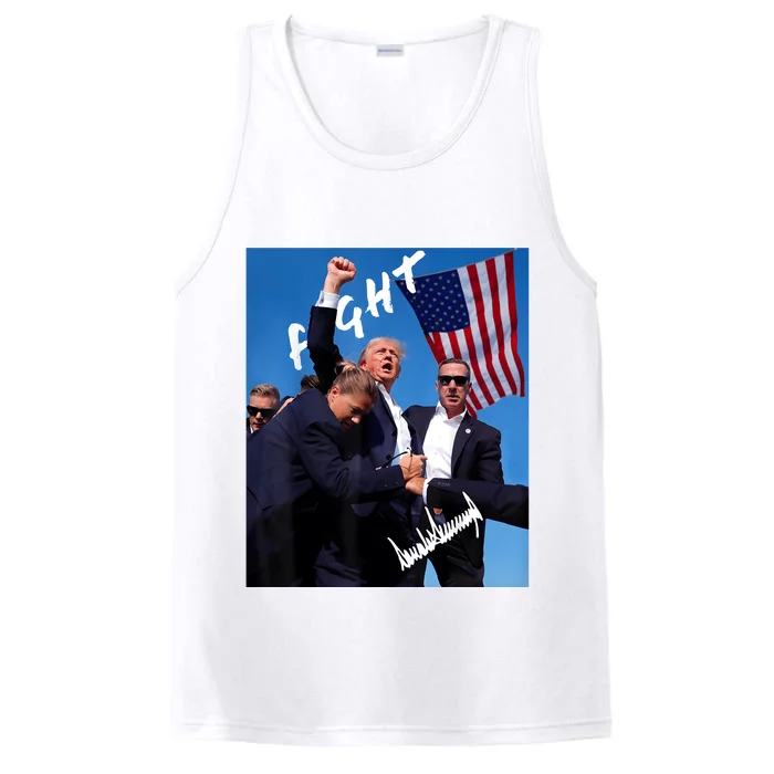 Trump Fight With Fist In Air Facsimile Signature Performance Tank