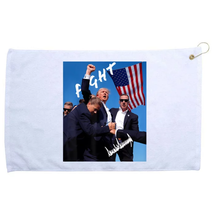 Trump Fight With Fist In Air Facsimile Signature Grommeted Golf Towel