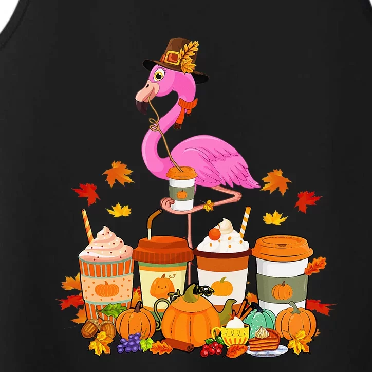 Thanksgiving Flamingo Wearing Hat Fall Coffee Cups Lover Performance Tank