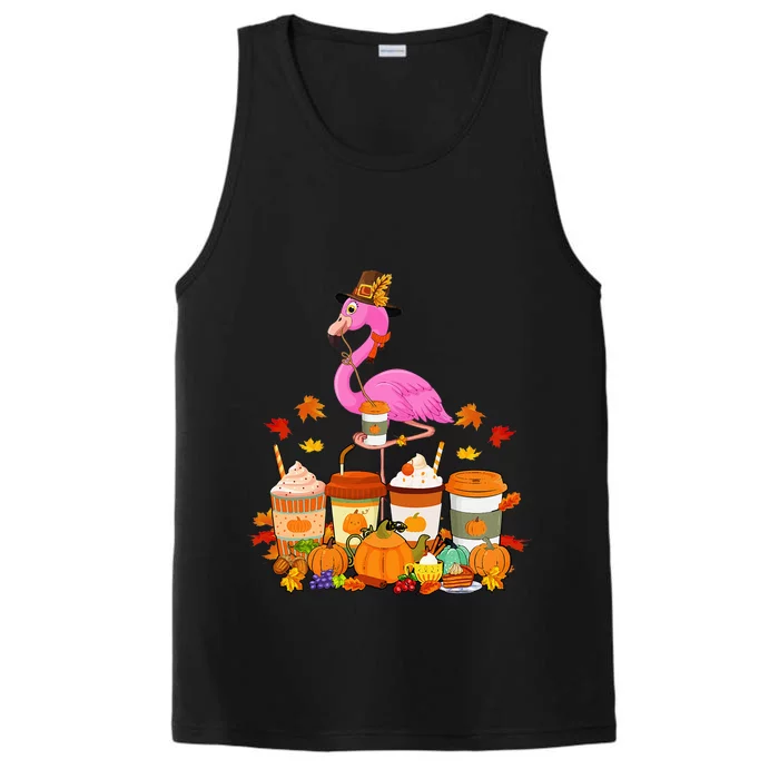 Thanksgiving Flamingo Wearing Hat Fall Coffee Cups Lover Performance Tank