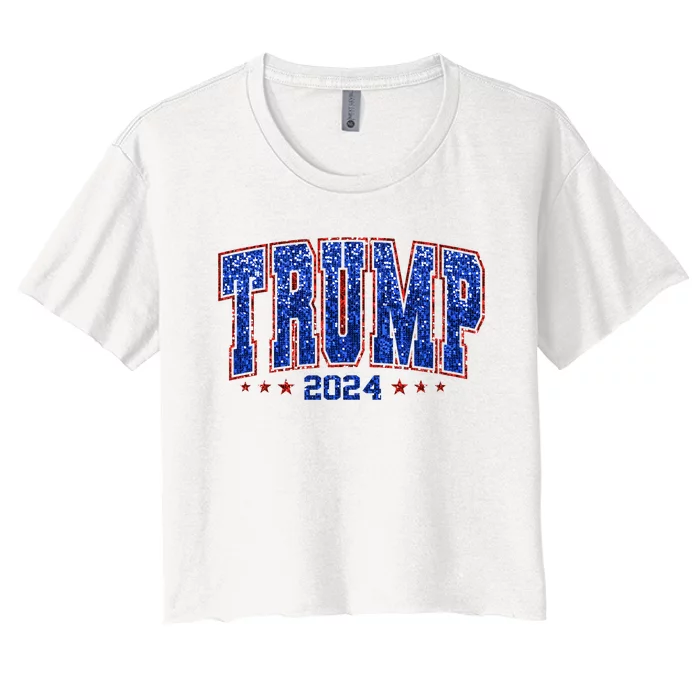 Trump For Women 2024 Retro Trump Girl Maga Trump 2024 Women's Crop Top Tee