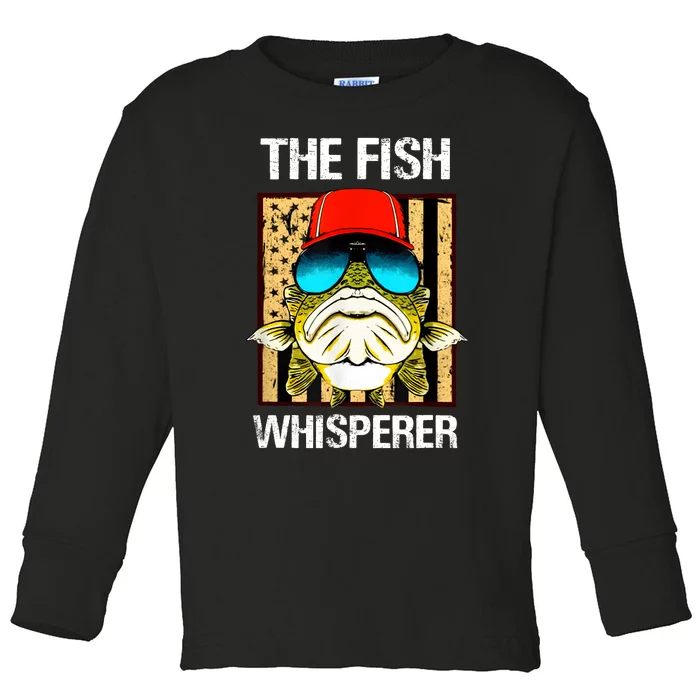 The Fish Whisperer American Flag Toddler Long Sleeve Shirt