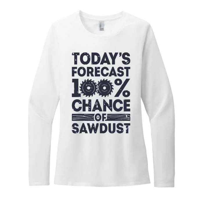 Todays Forecast Woodworking Funny Woodworker Dad Womens CVC Long Sleeve Shirt