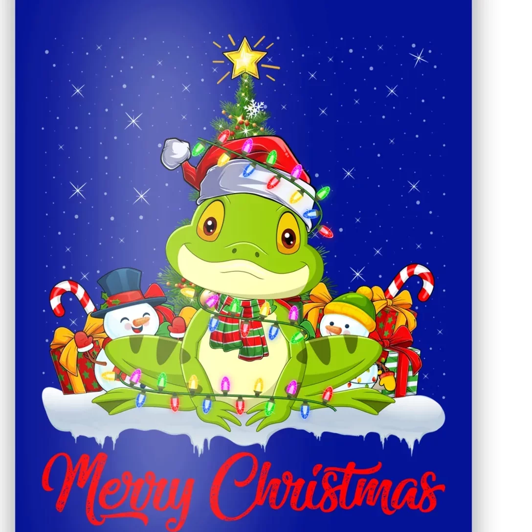 Tree Frog Xmas Tree Lighting Santa Tree Frog Christmas Funny Gift Poster