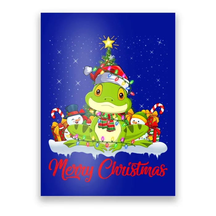 Tree Frog Xmas Tree Lighting Santa Tree Frog Christmas Funny Gift Poster