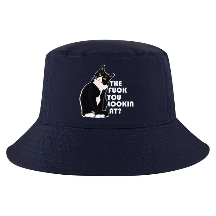 The Fuck You Lookin At Funny Vulgar Gift For Cat Lovers Cool Comfort Performance Bucket Hat