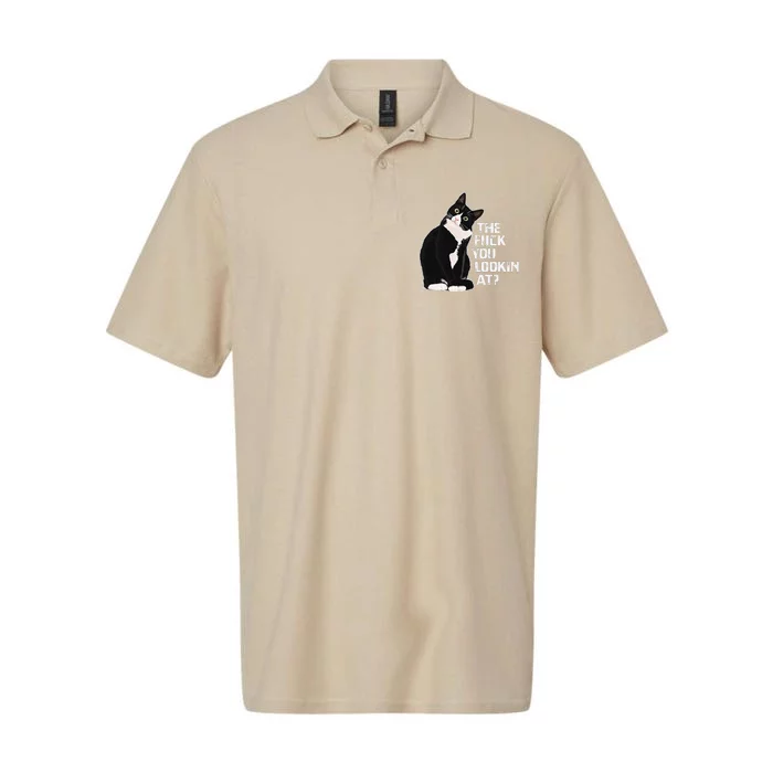 The Fuck You Lookin At Funny Vulgar Novelty For Cat Lovers Softstyle Adult Sport Polo