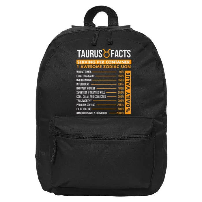 Taurus Facts Zodiac Sign Astrology Symbol Horoscope 16 in Basic Backpack